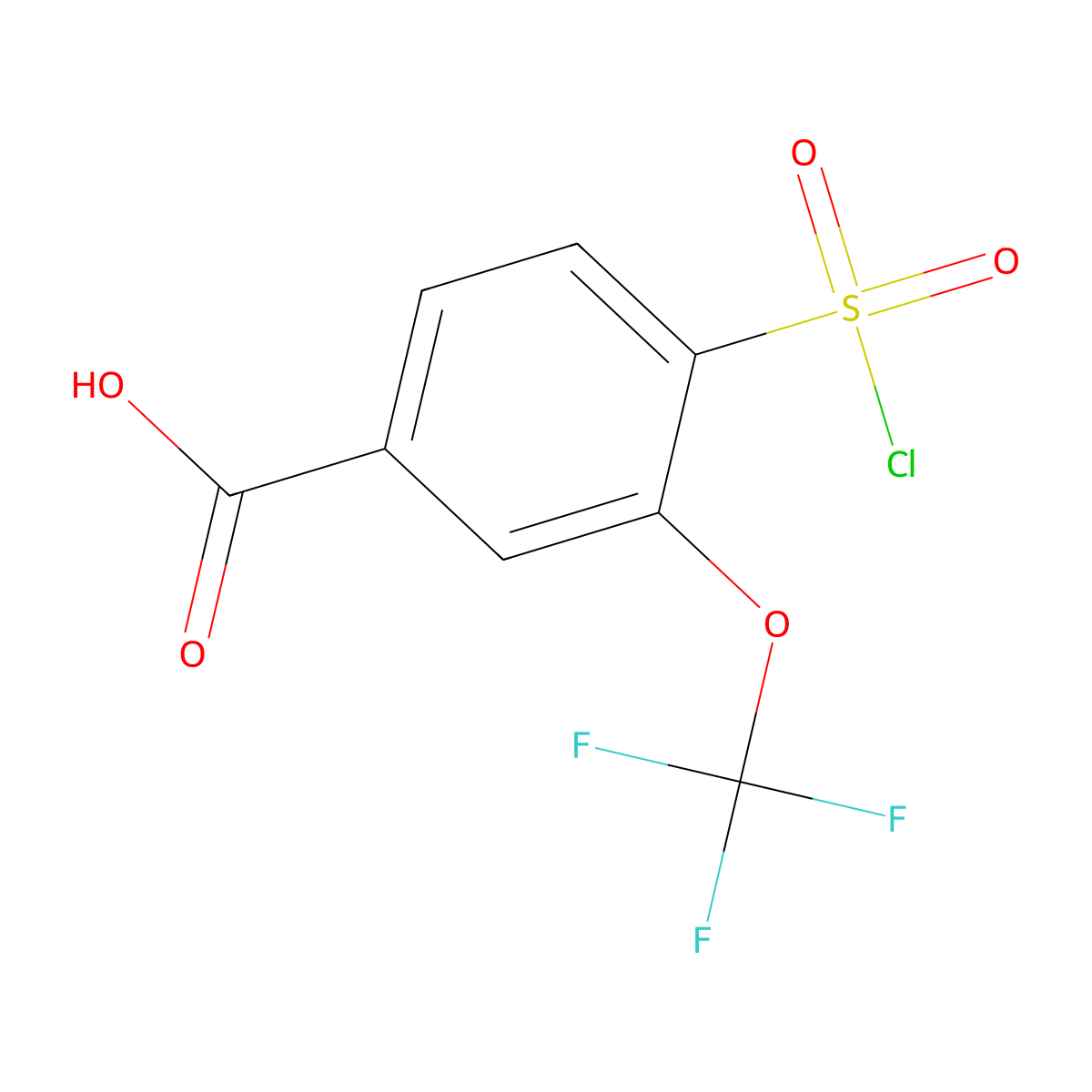4-(Chlorosulfonyl)-3-(trifluoromethoxy)benzoic acid molecular structure, CAS 1427081-55-7