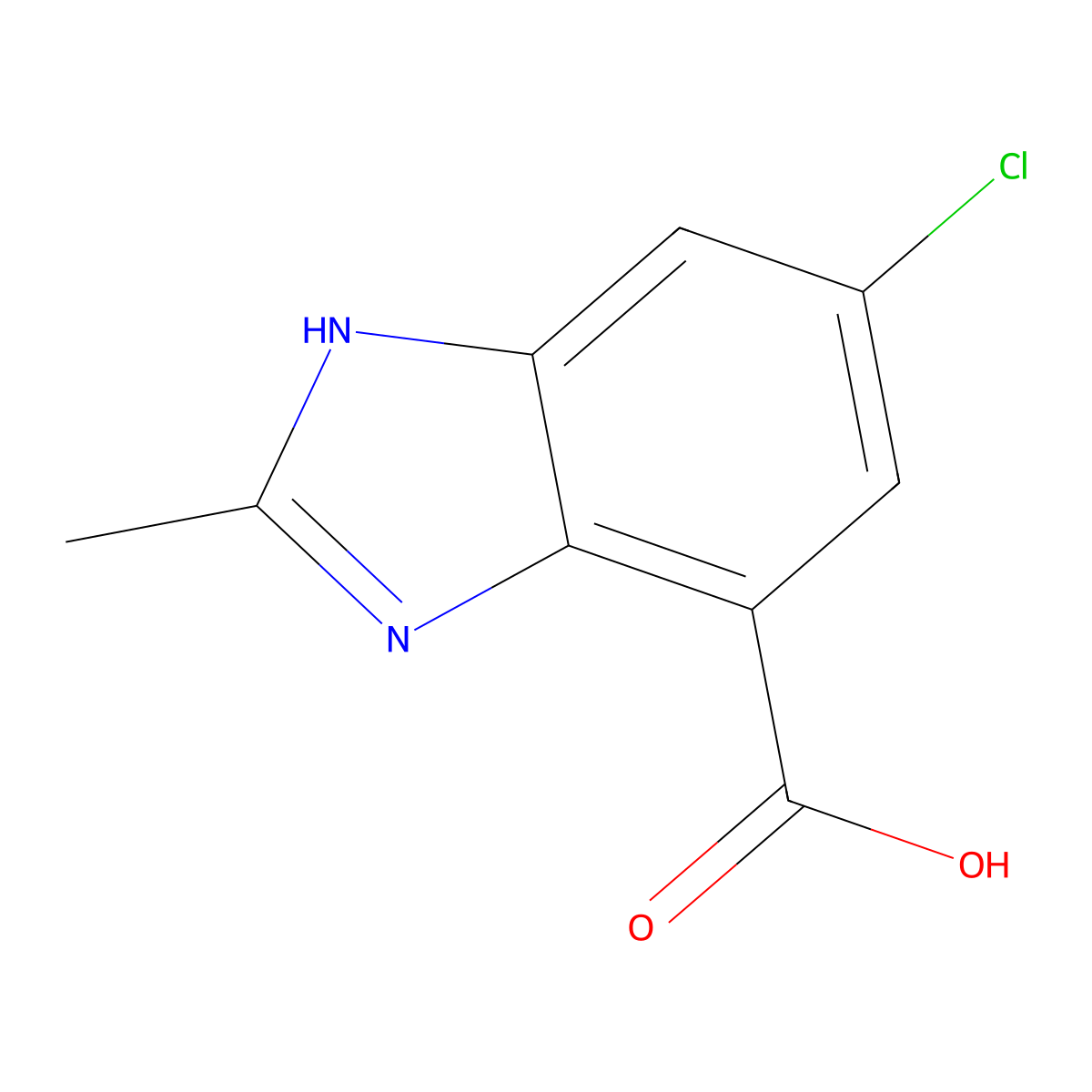 6-Chloro-2-methyl-1H-benzo[d]imidazole-4-carboxylic acid molecular structure, CAS 1427082-80-1