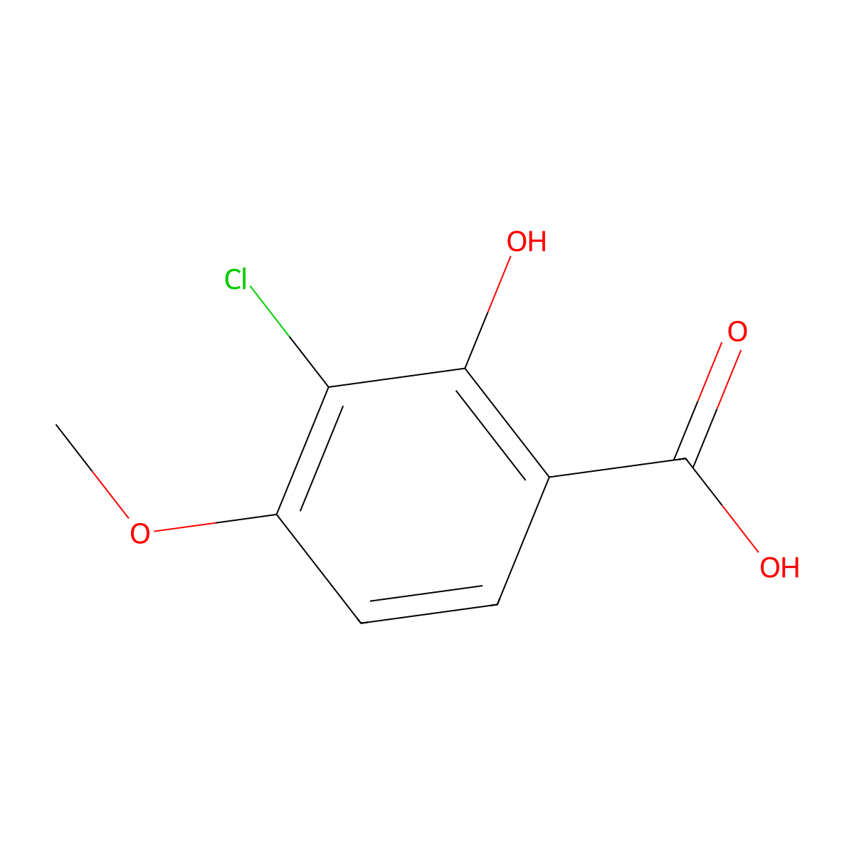 3-Chloro-2-hydroxy-4-methoxybenzoic acid molecular structure, CAS 1427083-21-3