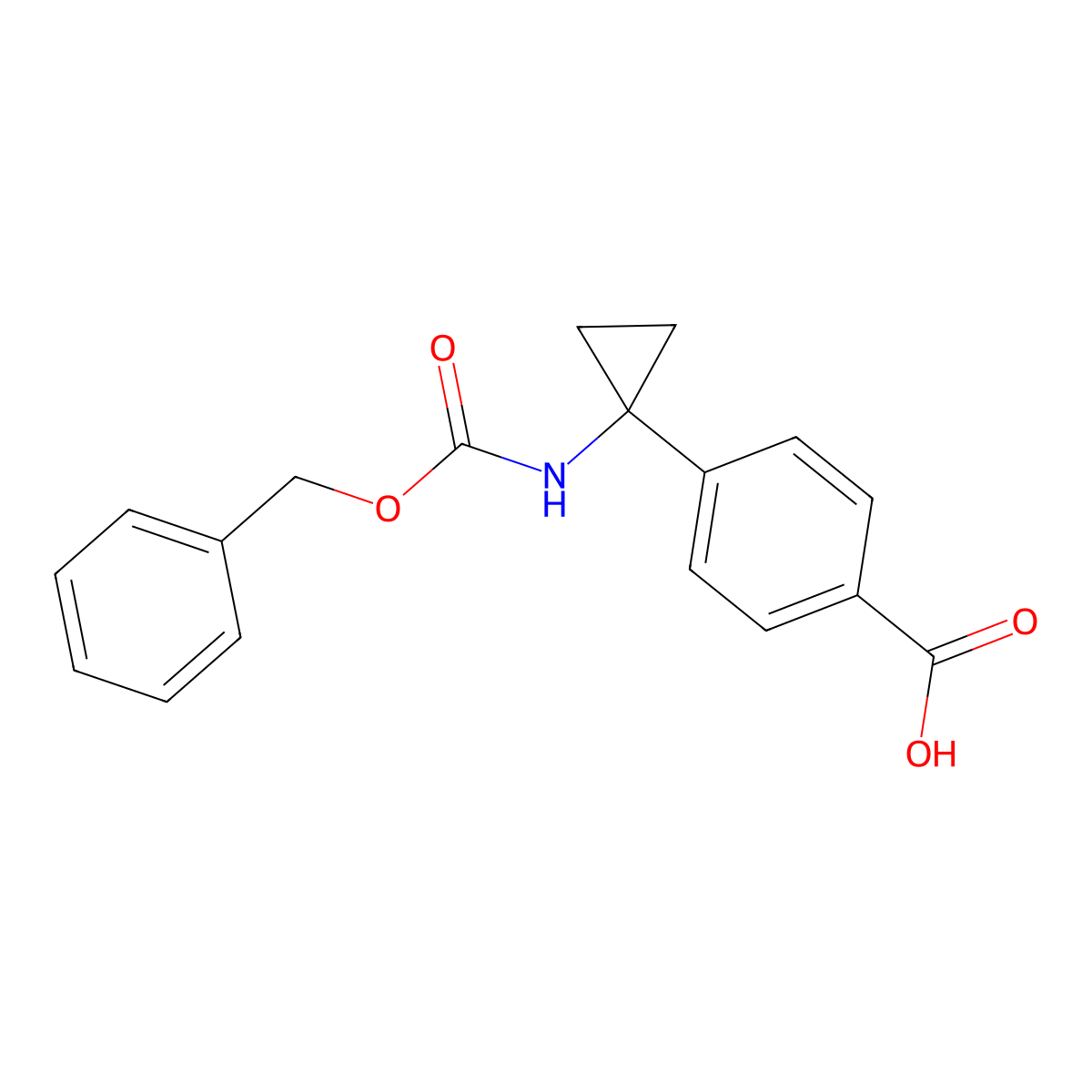 4-(1-{[(Benzyloxy)carbonyl]amino}cyclopropyl)benzoic acid molecular structure, CAS 1427083-34-8
