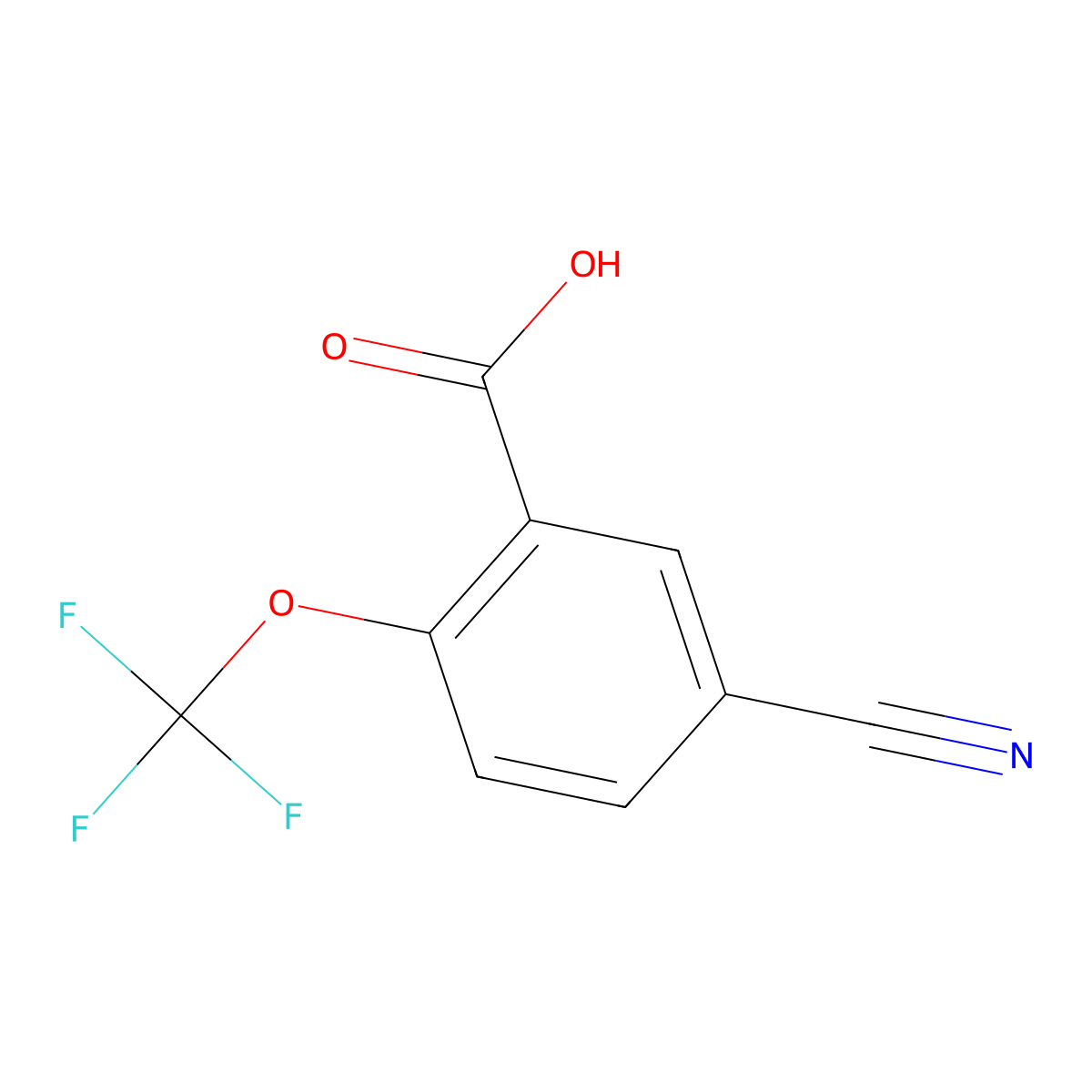 Benzoic acid, 5-cyano-2-(trifluoromethoxy)- molecular structure, CAS 1427083-37-1