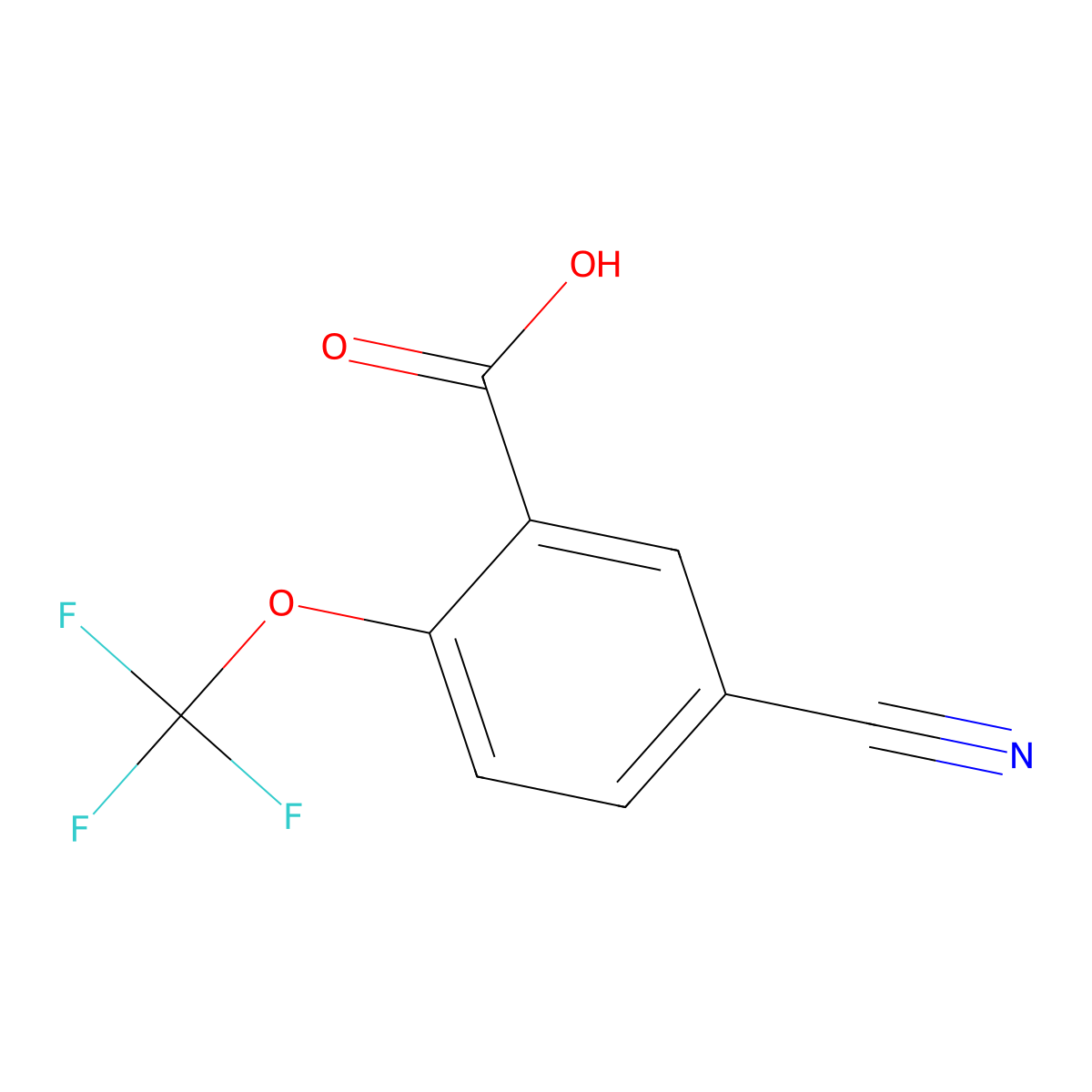 Benzoic acid, 5-cyano-2-(trifluoromethoxy)- molecular structure, CAS 1427083-37-1