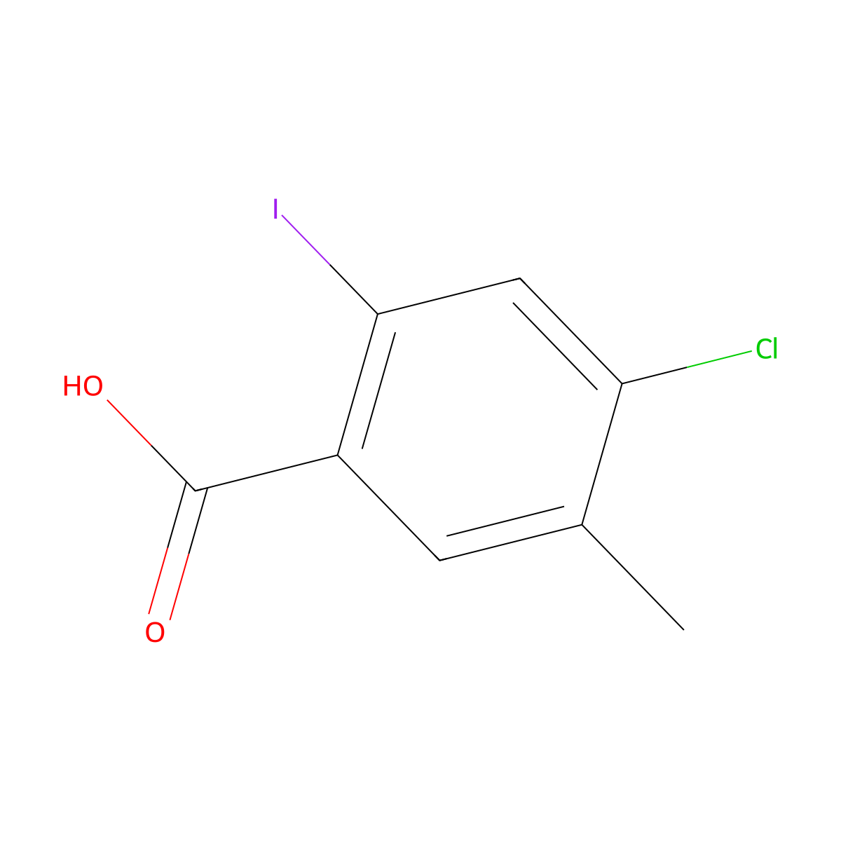 4-Chloro-2-iodo-5-methylbenzoic acid molecular structure, CAS 1427083-38-2