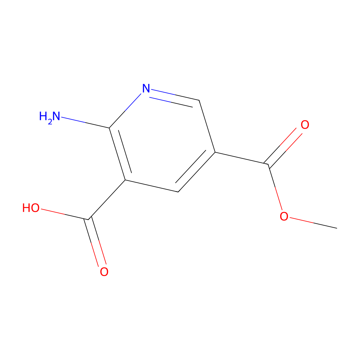 2-Amino-5-(methoxycarbonyl)pyridine-3-carboxylic acid molecular structure, CAS 1427084-06-7