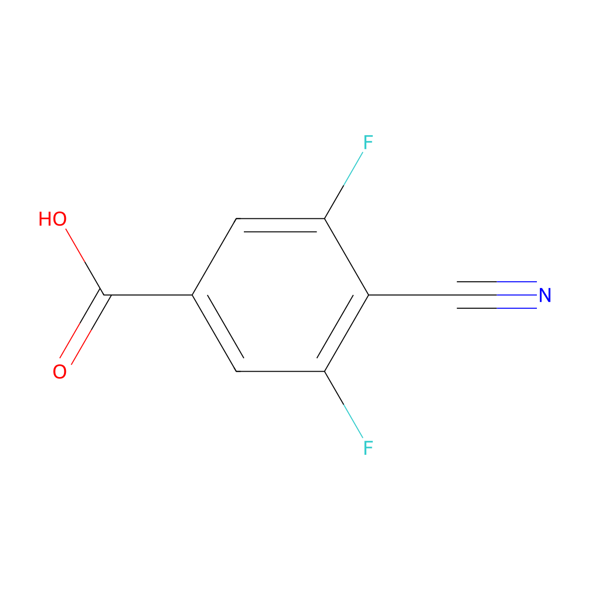 4-Cyano-3,5-difluorobenzoic acid molecular structure, CAS 1427084-20-5