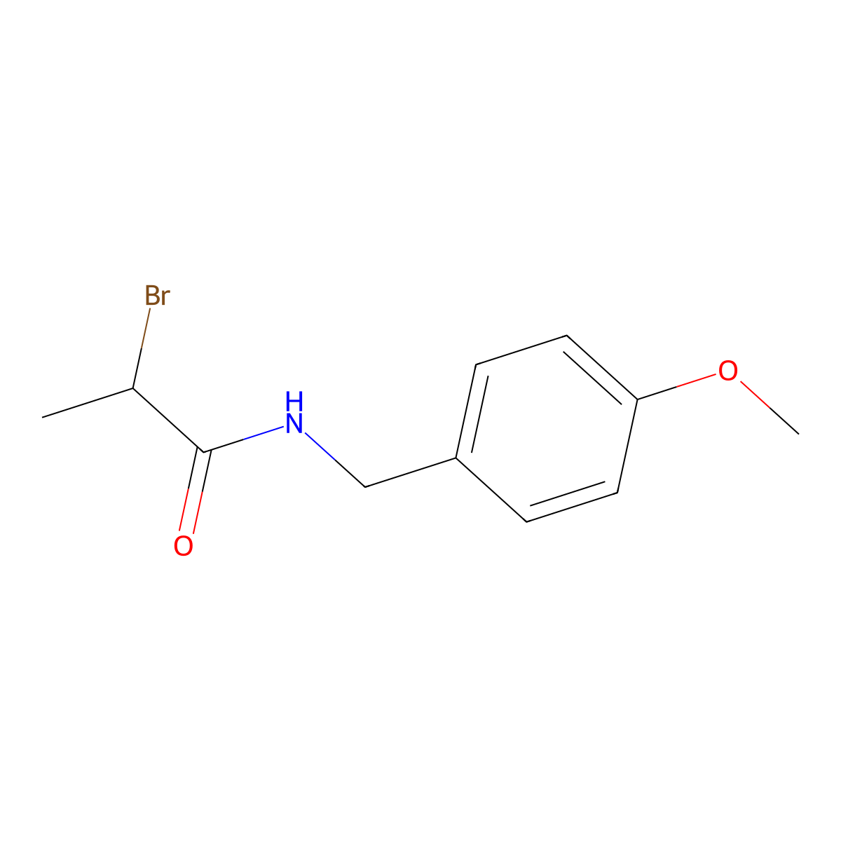 (R,S)-2-Bromo-N-(4-methoxybenzyl)propanamide molecular structure, CAS 142713-63-1