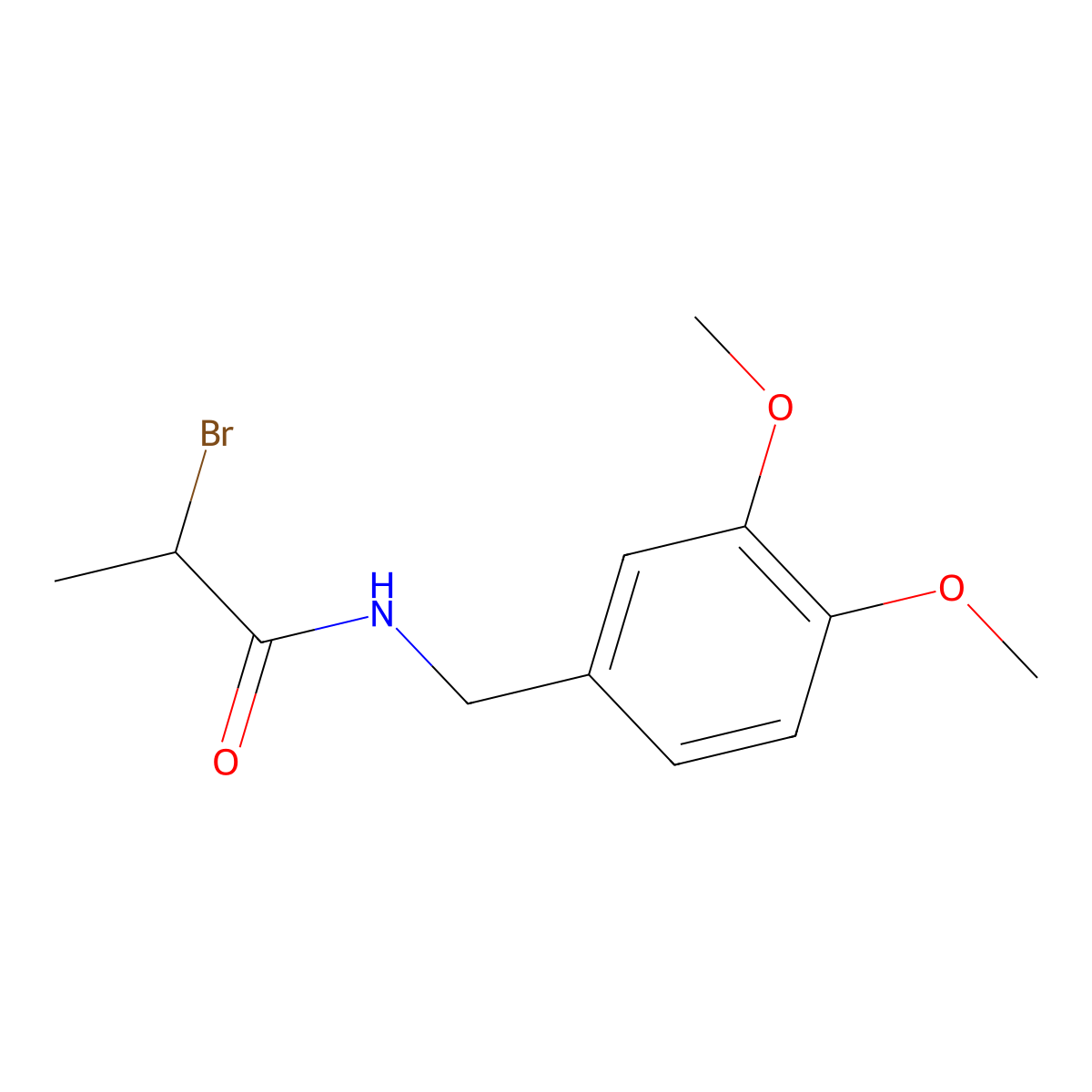 (R,S)-2-Bromo-N-(3,4-dimethoxybenzyl)propanamide molecular structure, CAS 142713-65-3