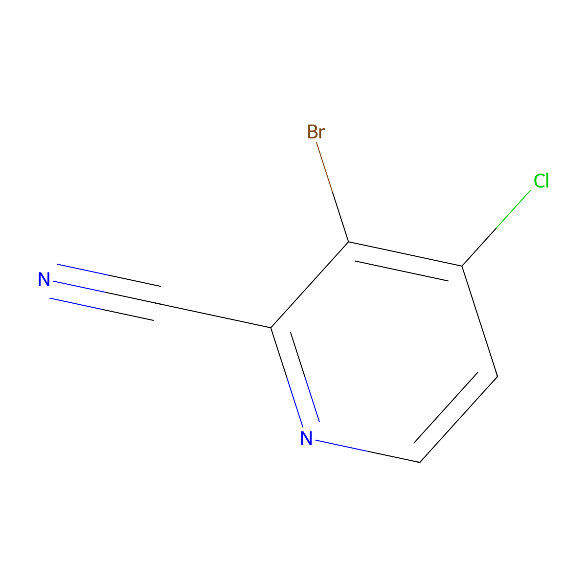 3-Bromo-4-chloropicolinonitrile molecular structure, CAS 1427158-10-8