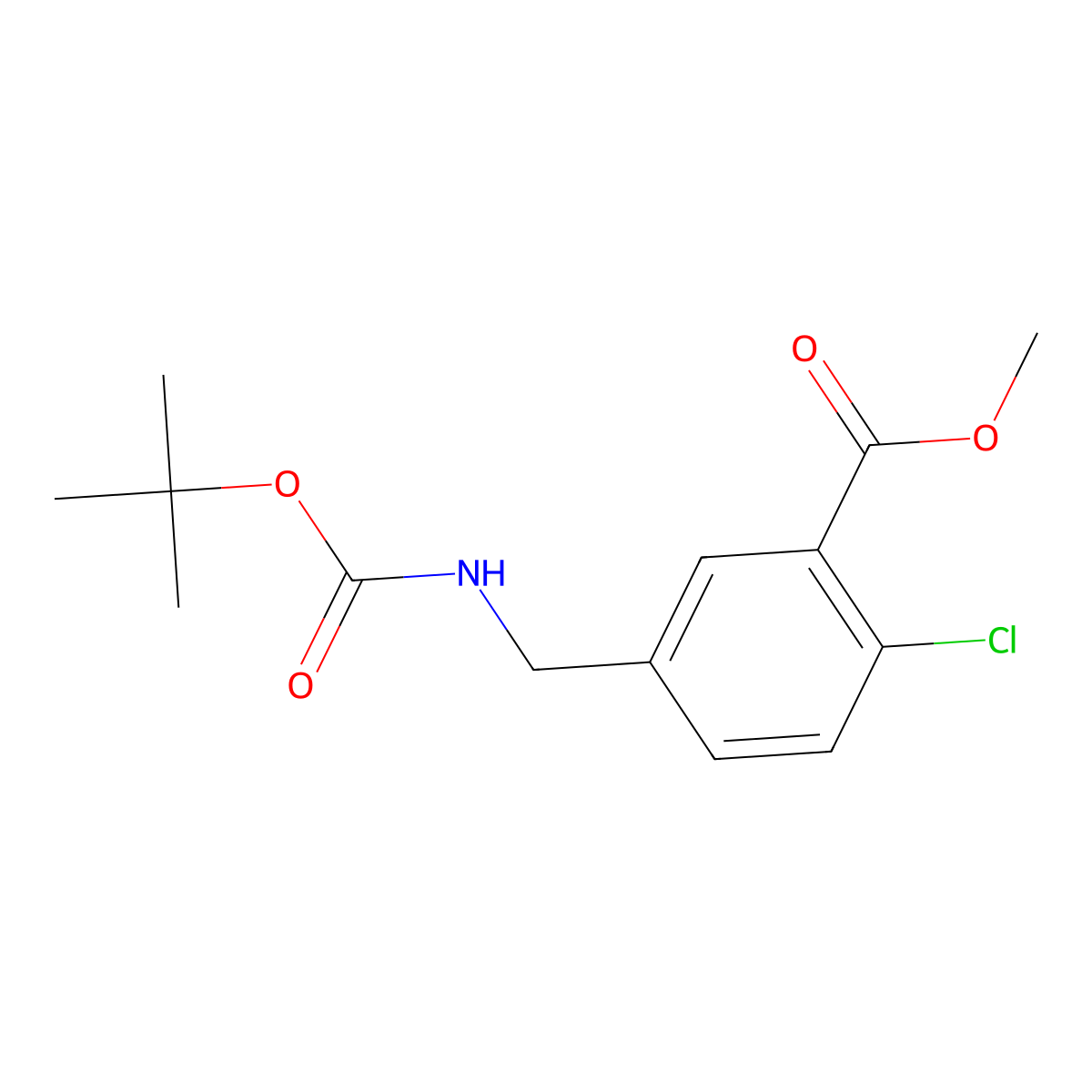 Methyl 5-[(tert-butoxycarbonylamino)methyl]-2-chloro-benzoate molecular structure, CAS 1427158-17-5