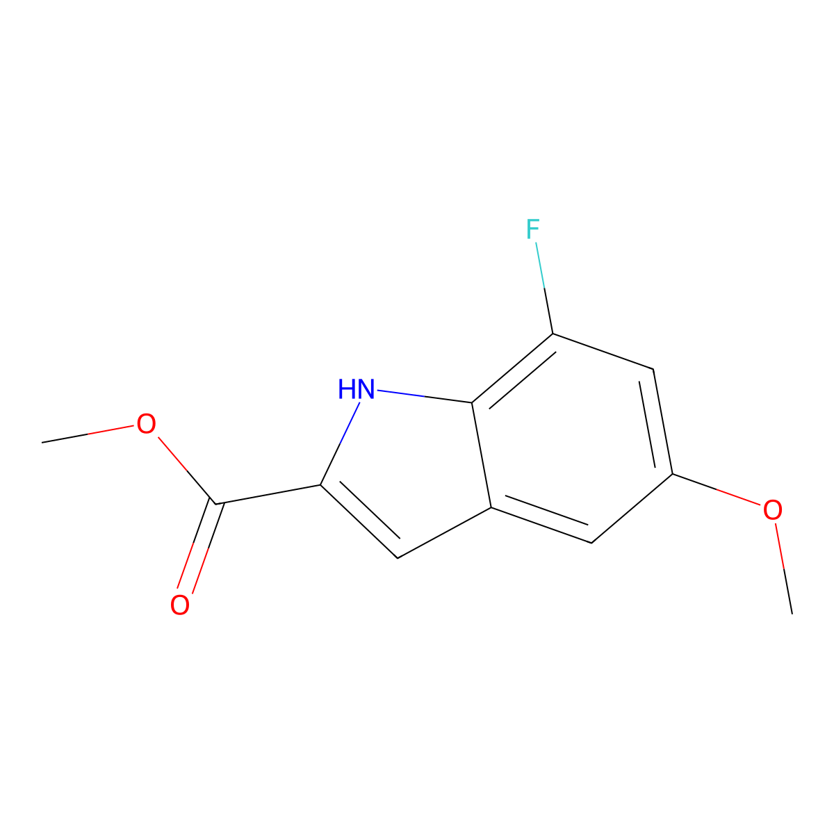 methyl 7-fluoro-5-methoxy-1H-indole-2-carboxylate molecular structure, CAS 1427164-28-0