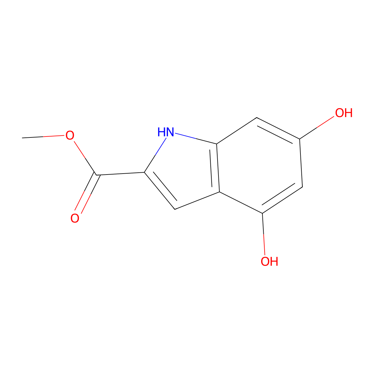 Methyl 4,6-dihydroxy-1H-indole-2-carboxylate molecular structure, CAS 1427164-59-7