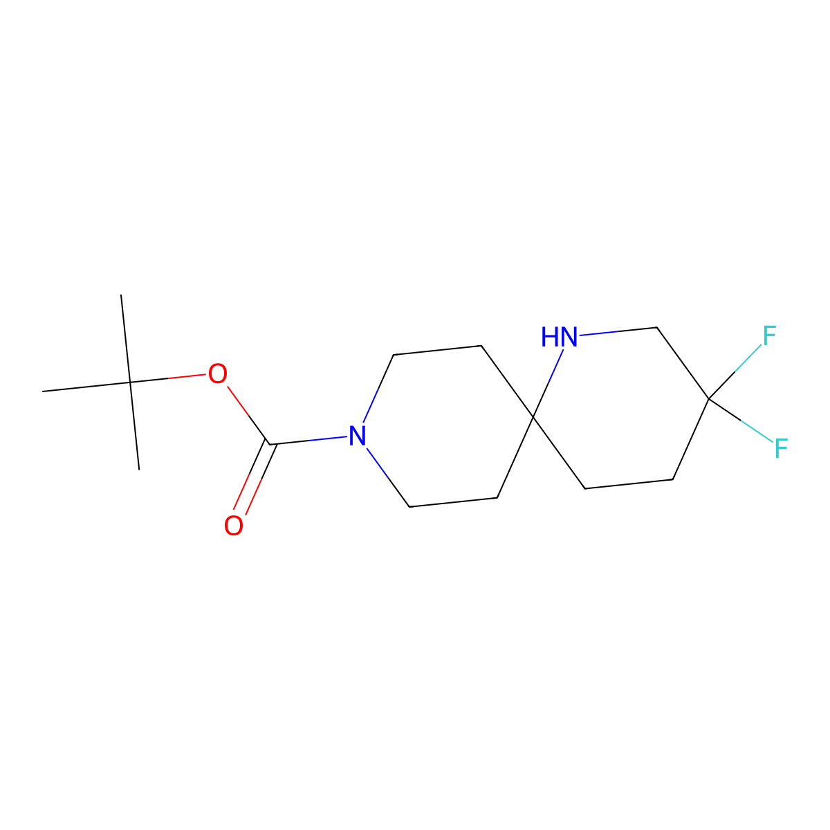Tert-butyl 3,3-difluoro-1,9-diazaspiro[5.5]undecane-9-carboxylate molecular structure, CAS 1427173-48-5