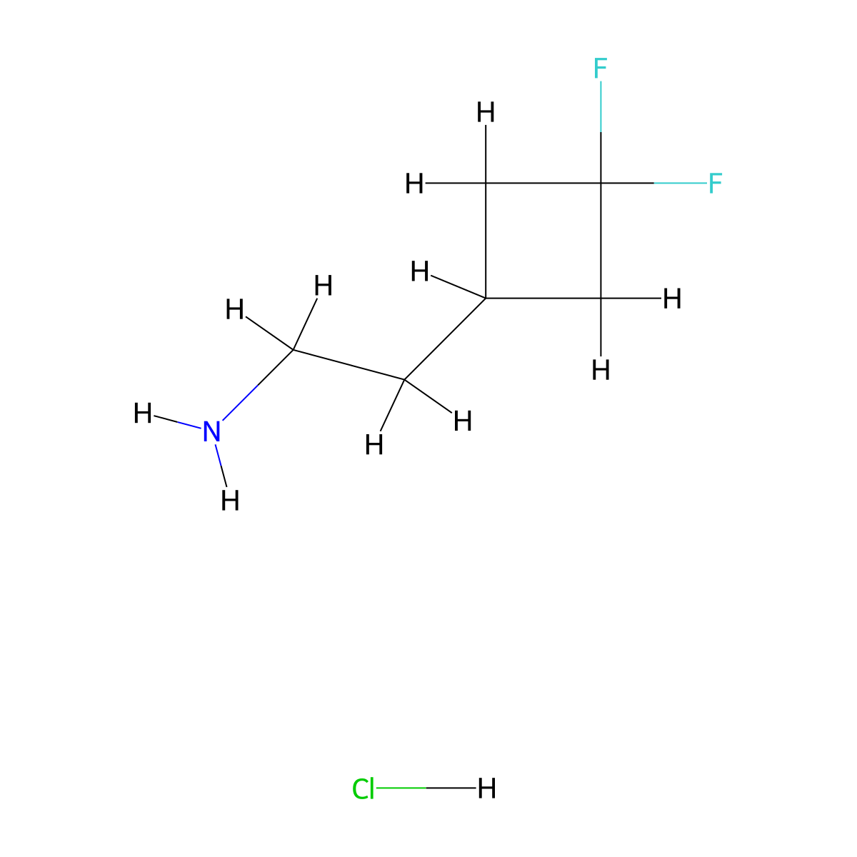 2-(3,3-Difluorocyclobutyl)ethan-1-amine hydrochloride molecular structure, CAS 1427173-51-0