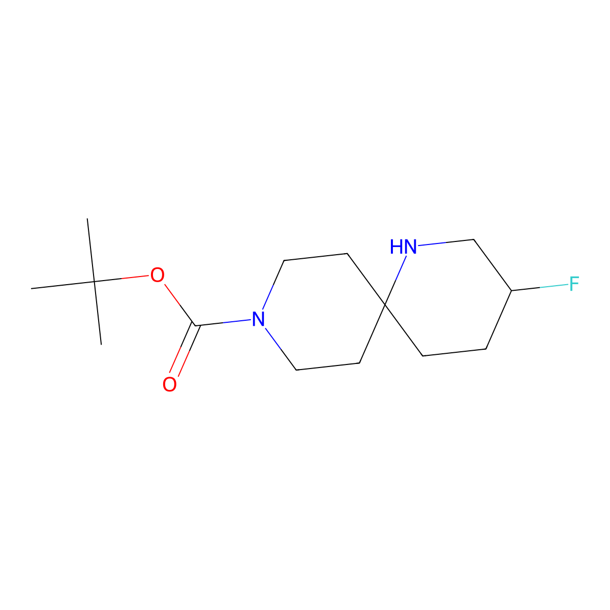 Tert-butyl 3-fluoro-1,9-diazaspiro[5.5]undecane-9-carboxylate molecular structure, CAS 1427173-53-2