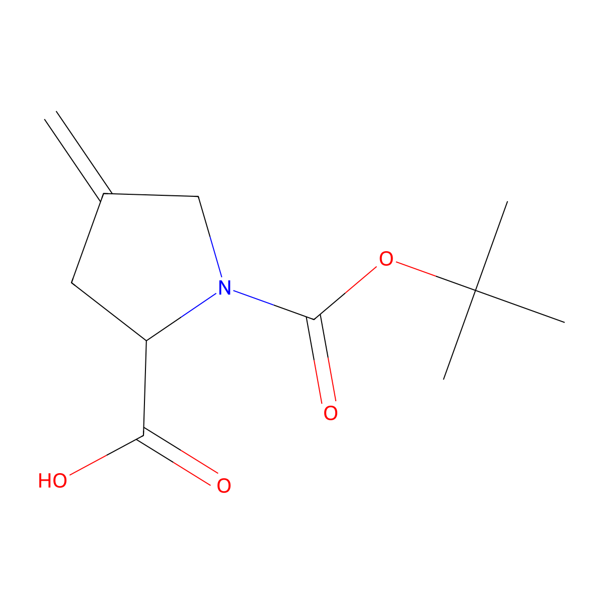 (R)-1-(Tert-butoxycarbonyl)-4-methylenepyrrolidine-2-carboxylic acid molecular structure, CAS 1427175-11-8