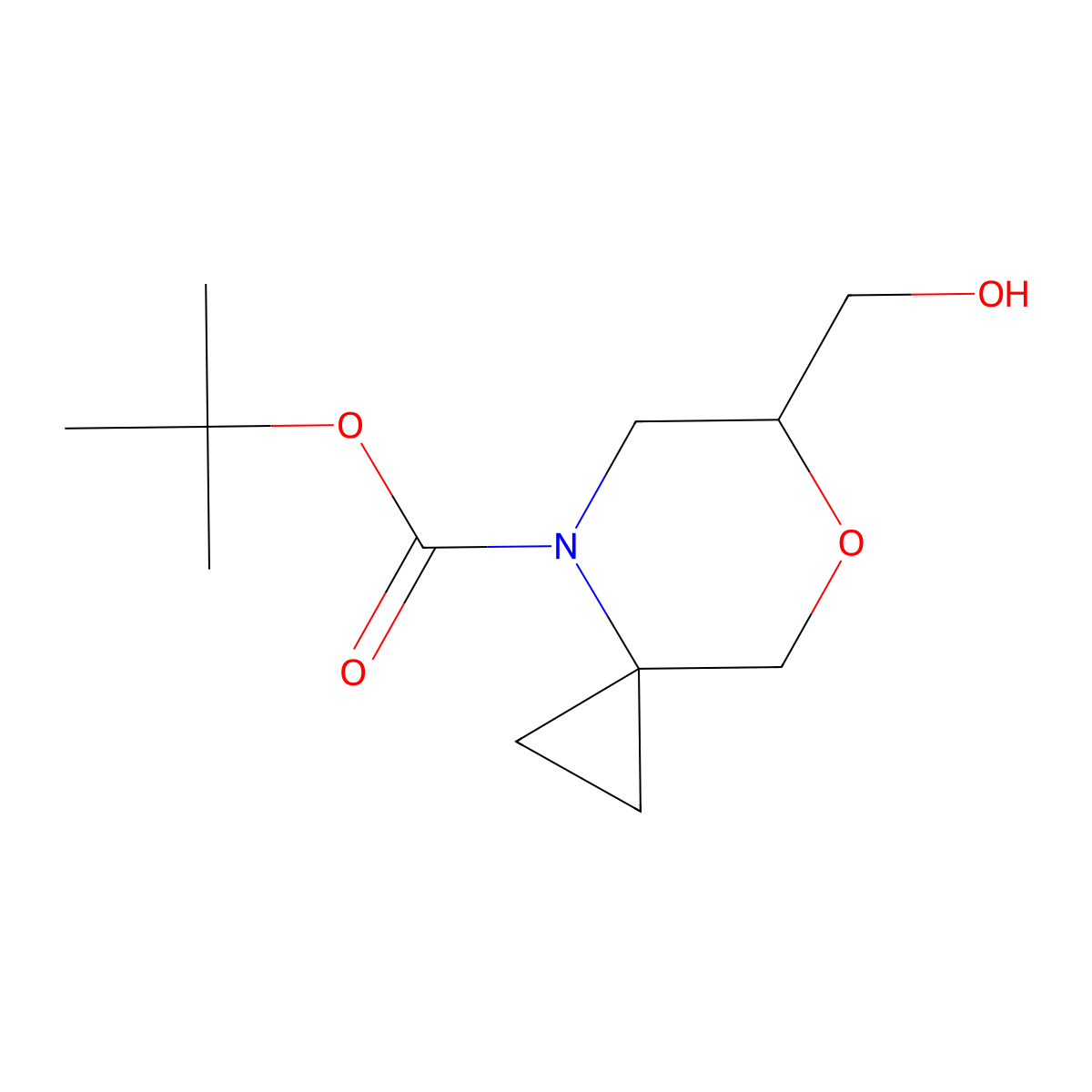 Tert-butyl (6R)-6-(hydroxymethyl)-7-oxa-4-azaspiro[2.5]octane-4-carboxylate molecular structure, CAS 1427175-16-3