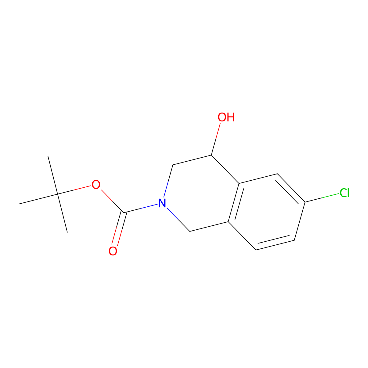 6-Chloro-4-hydroxy-3,4-dihydro-1H-isoquinoline-2-carboxylic acid tert-butyl ester molecular structure, CAS 1427195-07-0