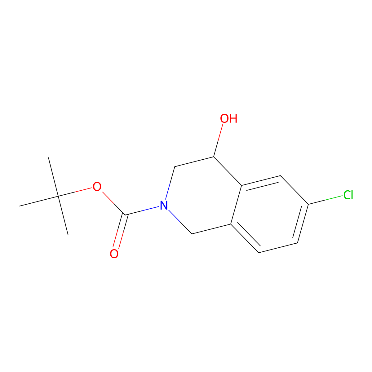 6-Chloro-4-hydroxy-3,4-dihydro-1H-isoquinoline-2-carboxylic acid tert-butyl ester molecular structure, CAS 1427195-07-0