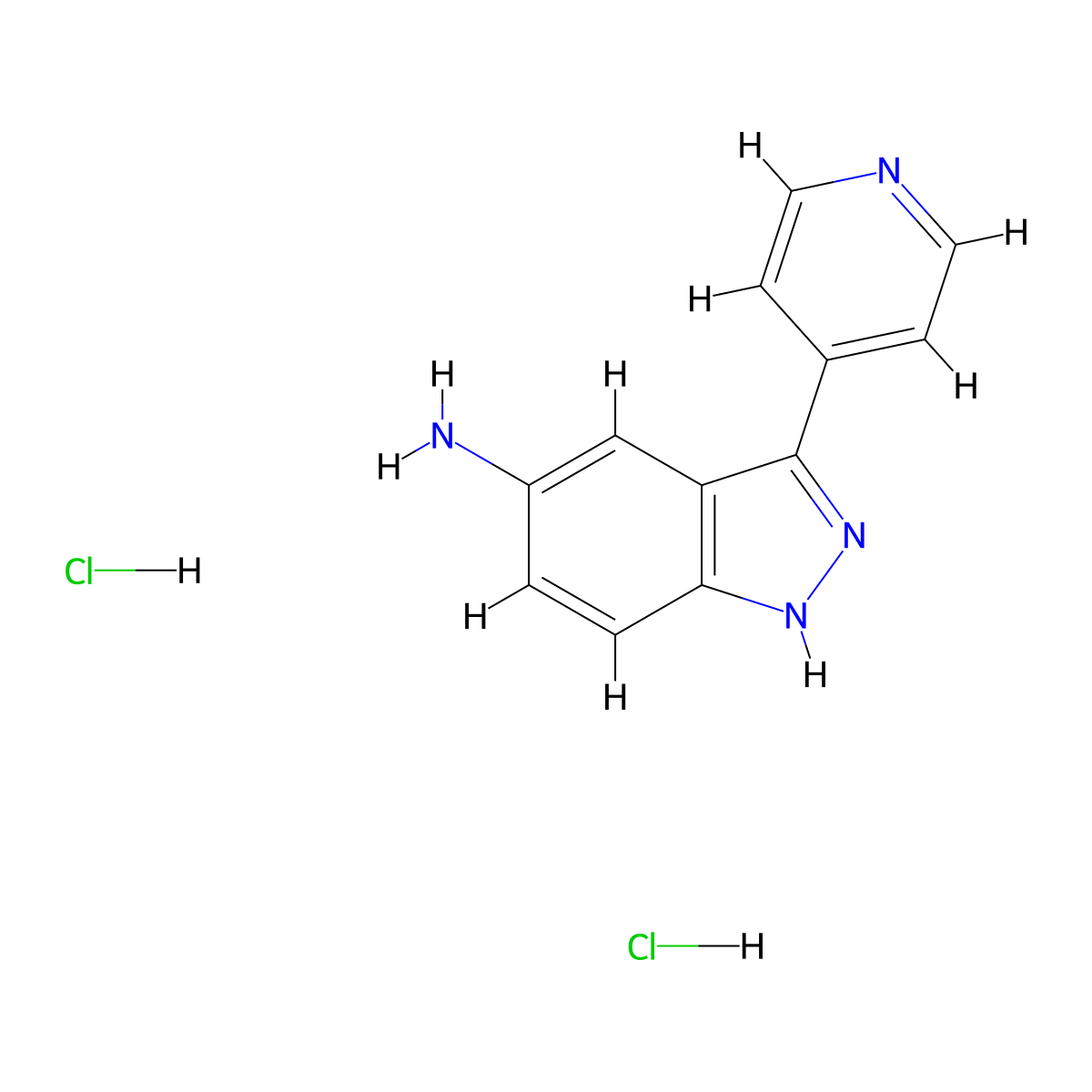 3-Pyridin-4-yl-1H-indazol-5-ylamine dihydrochloride molecular structure, CAS 1427195-08-1
