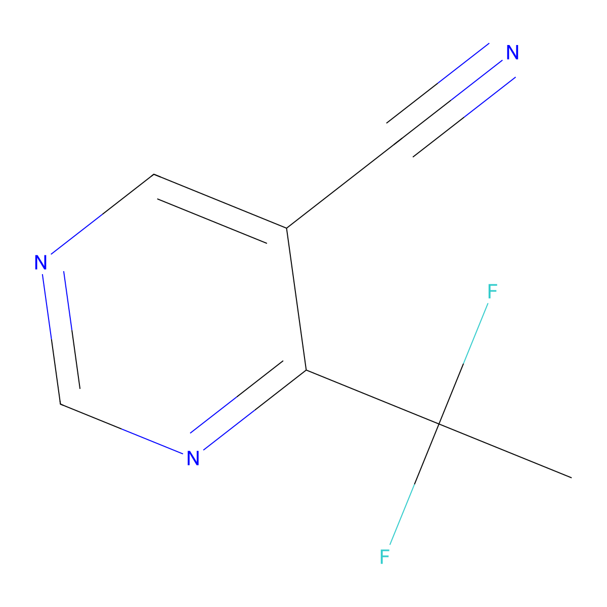 4-(1,1-Difluoroethyl)pyrimidine-5-carbonitrile molecular structure, CAS 1427195-16-1