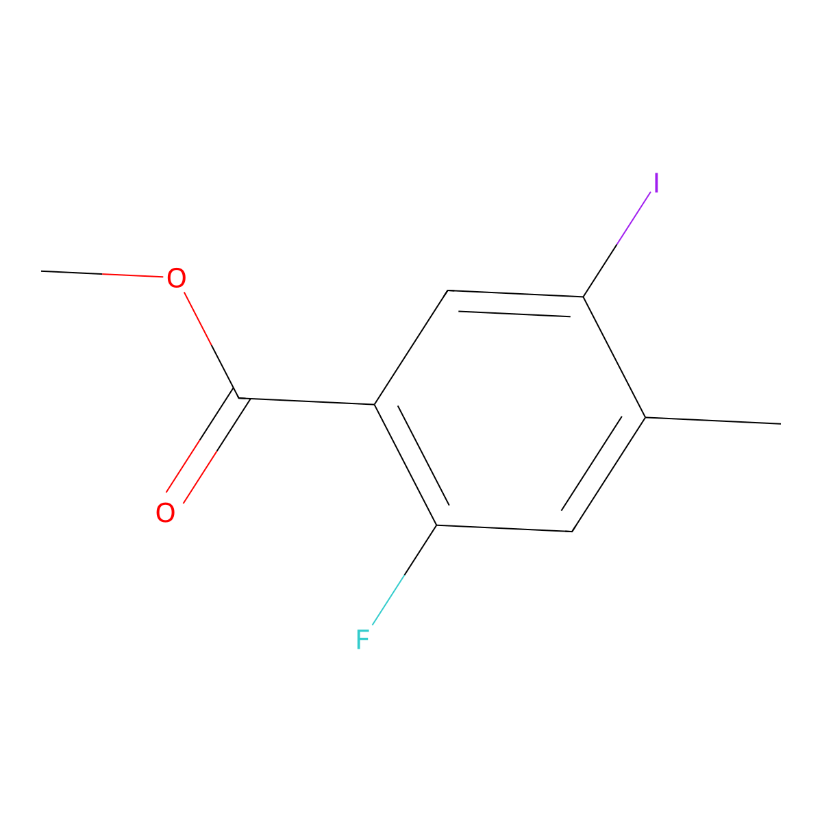 Methyl 2-fluoro-5-iodo-4-methylbenzoate molecular structure, CAS 1427195-21-8