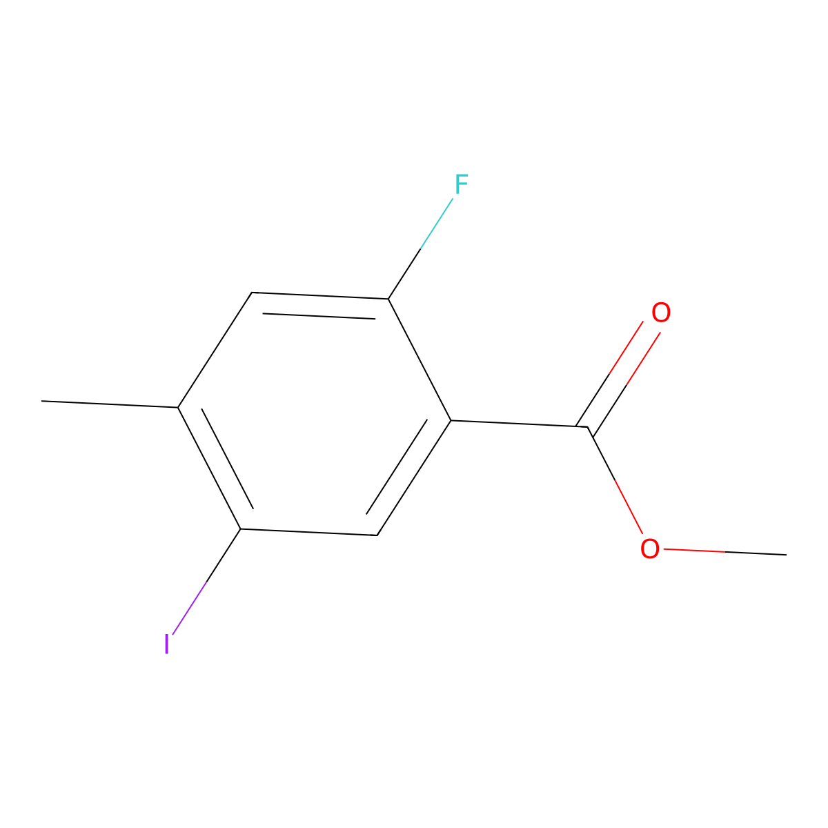 Methyl 2-fluoro-5-iodo-4-methylbenzoate molecular structure, CAS 1427195-21-8