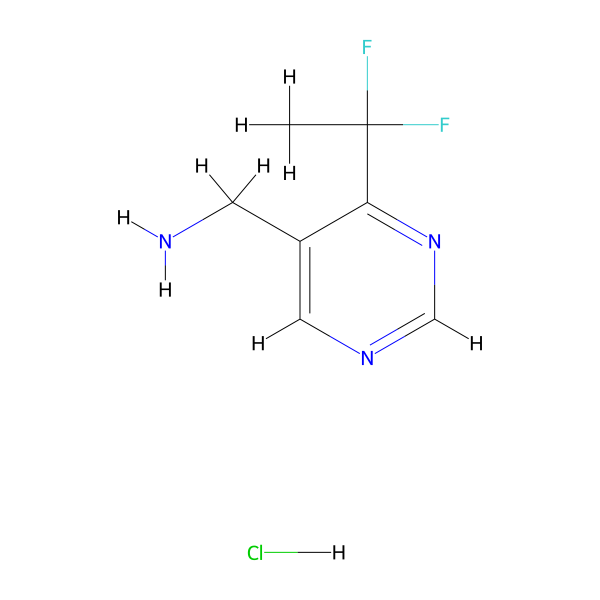 C-[4-(1,1-Difluoro-ethyl)-pyrimidin-5-yl]-methylamine hydrochloride molecular structure, CAS 1427195-39-8