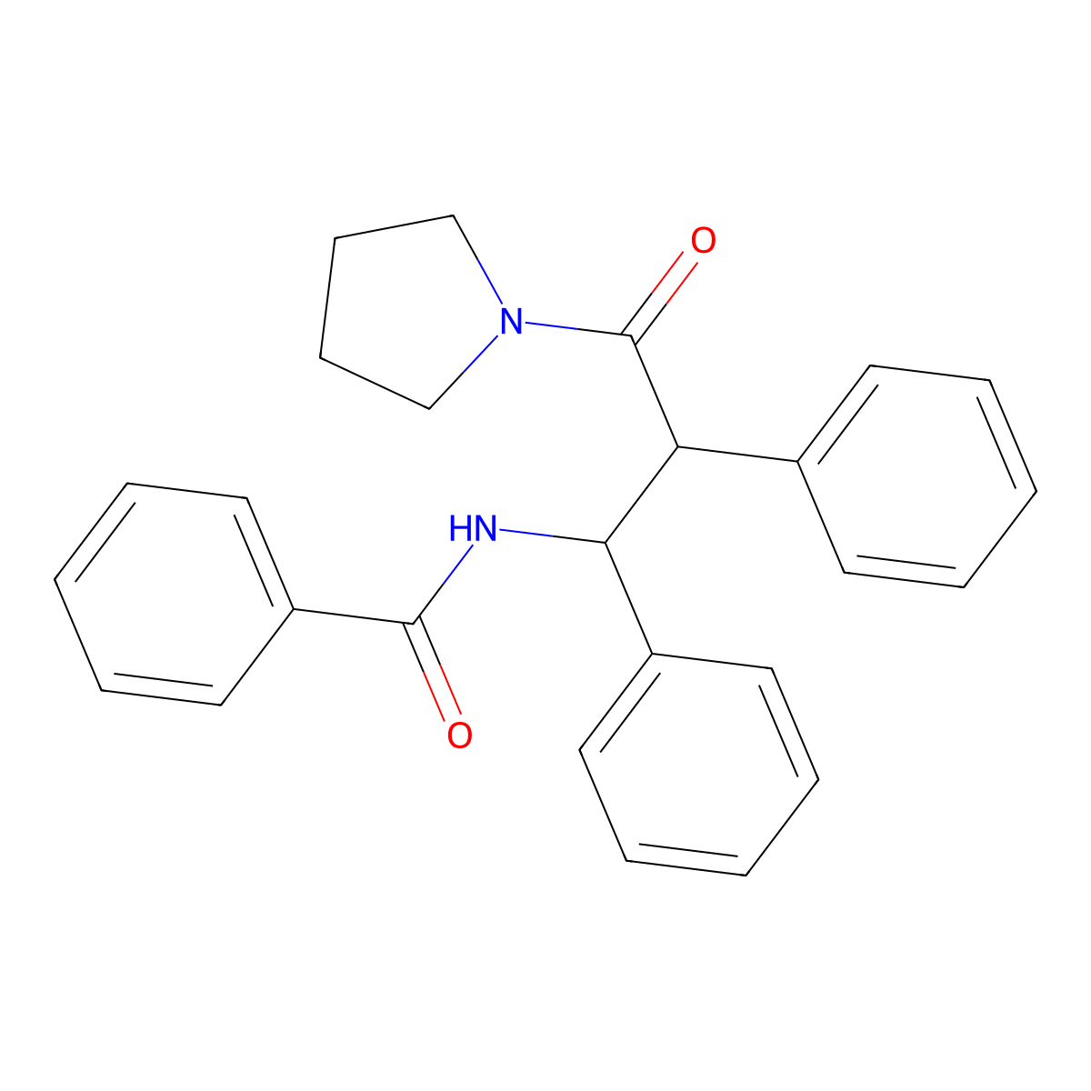 N-[3-Oxo-1,2-diphenyl-3-(pyrrolidin-1-yl)propyl]benzamide molecular structure, CAS 142720-17-0