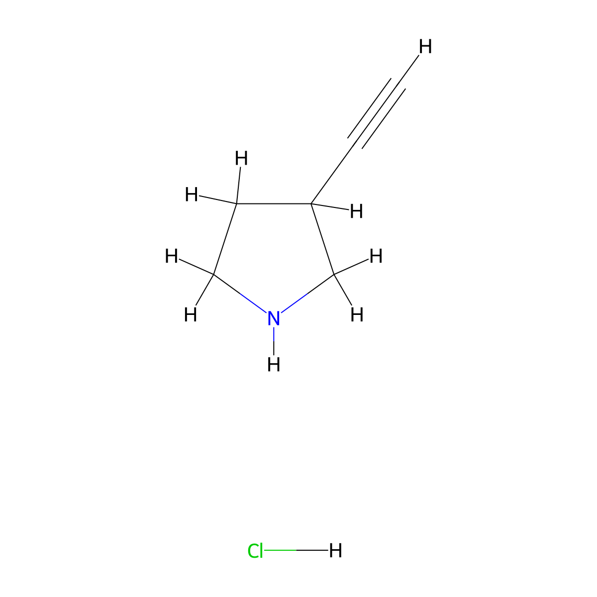 3-Ethynylpyrrolidine hydrochloride molecular structure, CAS 1427202-26-3