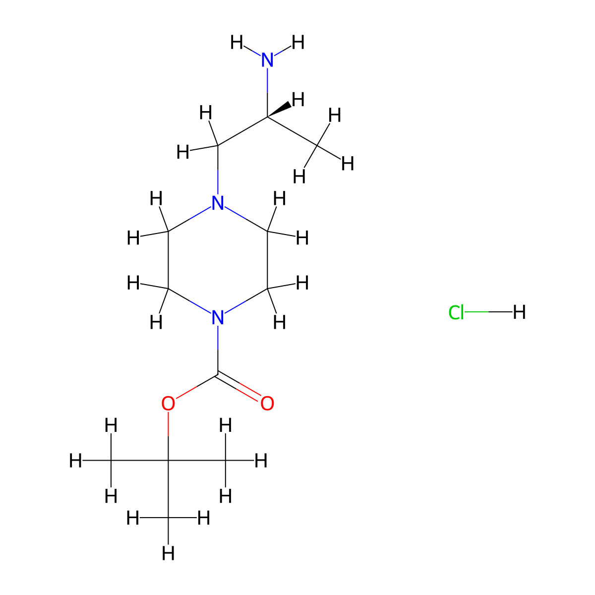 (R)-4-(2-Amino-propyl)-piperazine-1-carboxylic acid tert-butyl ester hydrochloride molecular structure, CAS 1427203-50-6