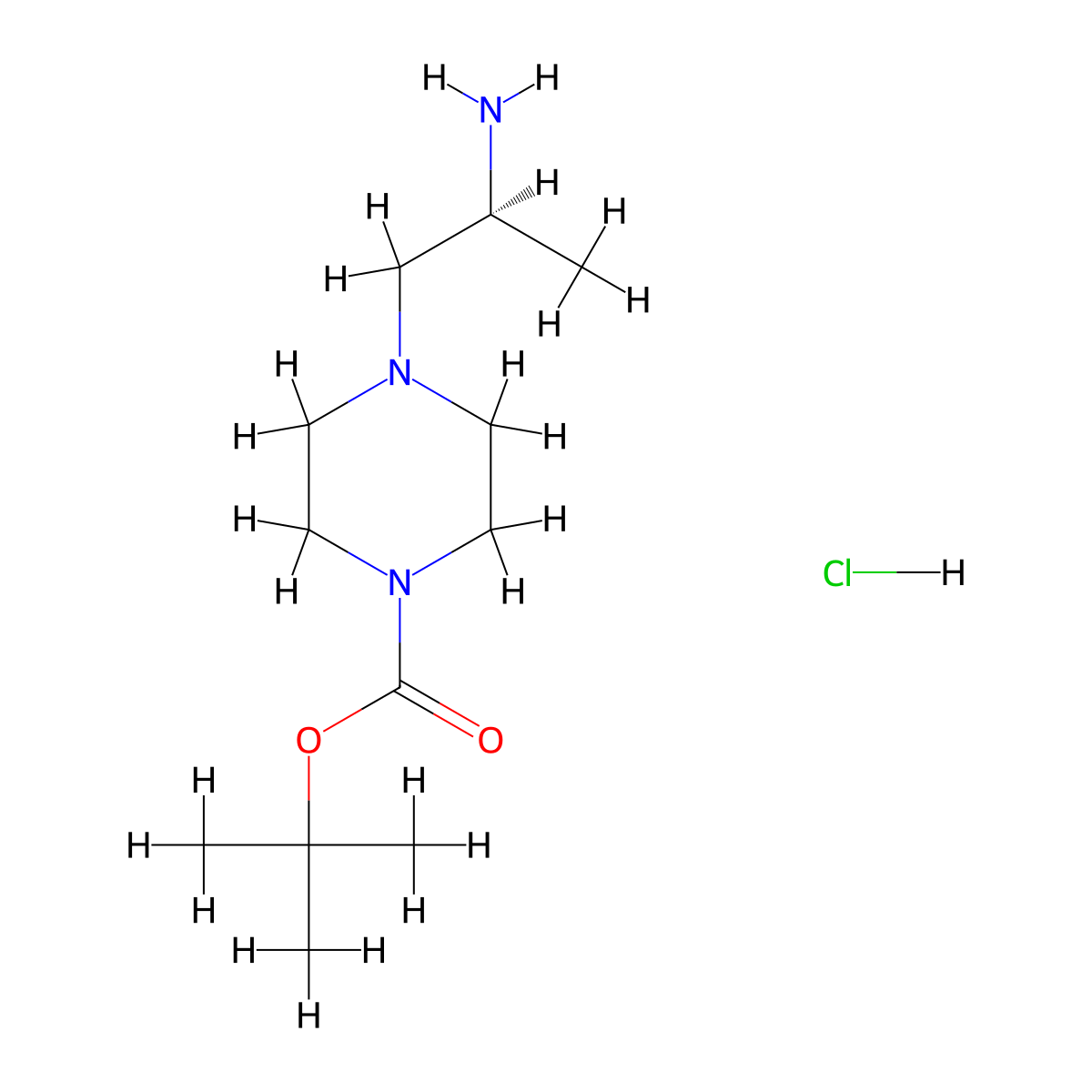 (S)-4-(2-Amino-propyl)-piperazine-1-carboxylic acid tert-butyl ester hydrochloride molecular structure, CAS 1427203-55-1
