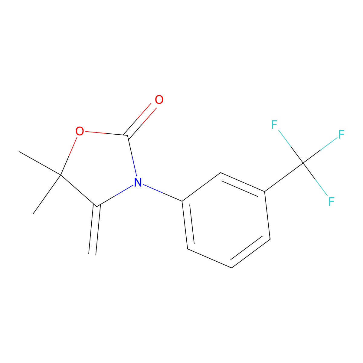 5,5-Dimethyl-4-methylene-3-(3-(trifluoromethyl)phenyl)oxazolidin-2-one molecular structure, CAS 142727-37-5