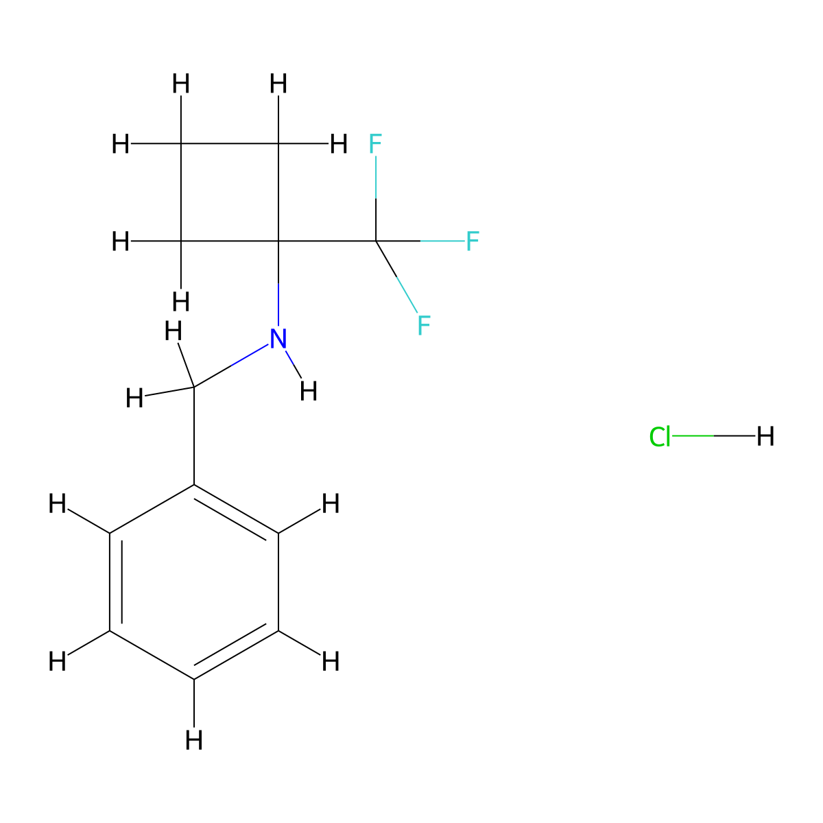 N-benzyl-1-(trifluoromethyl)cyclobutan-1-amine hydrochloride,trans molecular structure, CAS 1427273-02-6