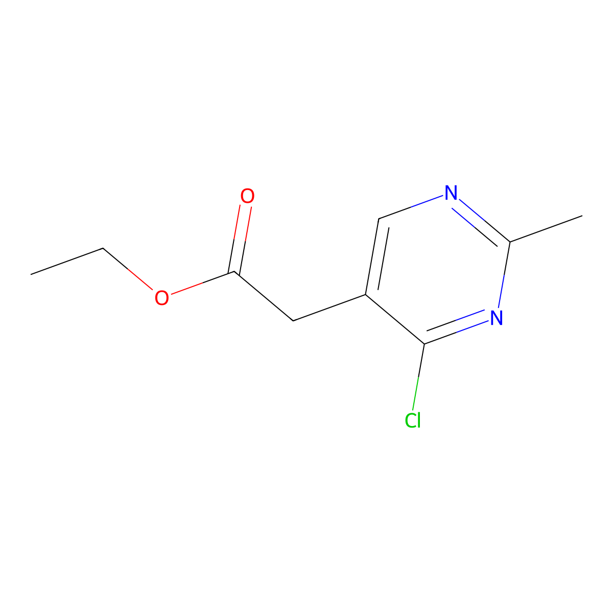 (6-Chloro-2-methyl-5-pyrimidyl)acetic acid, ethyl ester molecular structure, CAS 14273-76-8
