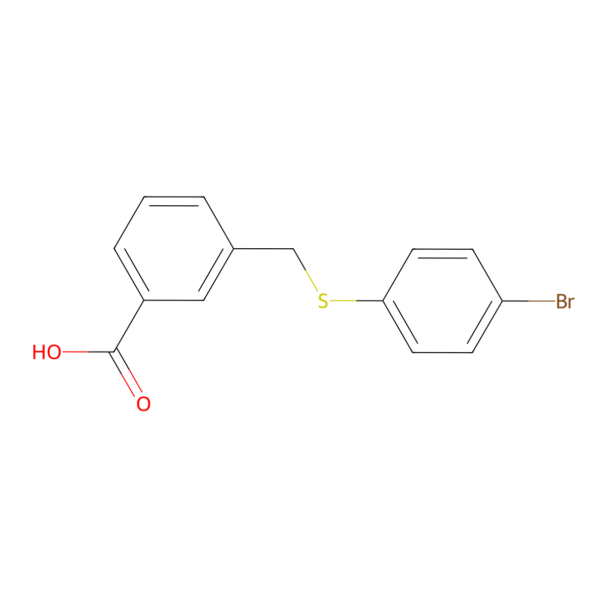 3-([(4-Bromophenyl)sulfanyl]methyl)benzoic acid molecular structure, CAS 142730-32-3