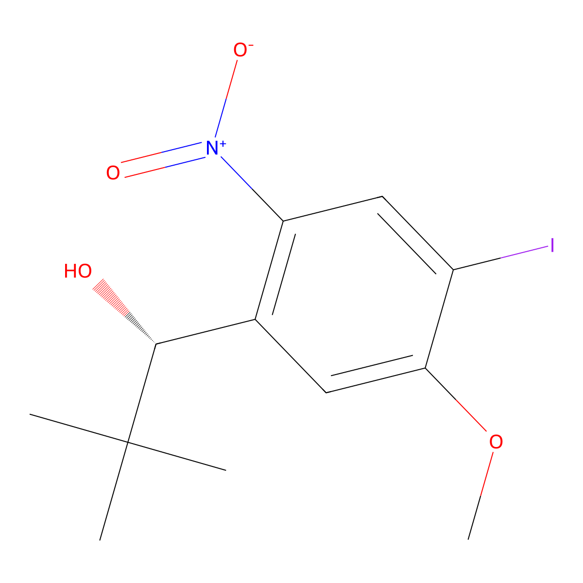 (S)-1-(4-Iodo-5-methoxy-2-nitrophenyl)-2,2-dimethylpropan-1-ol molecular structure, CAS 1427311-76-9