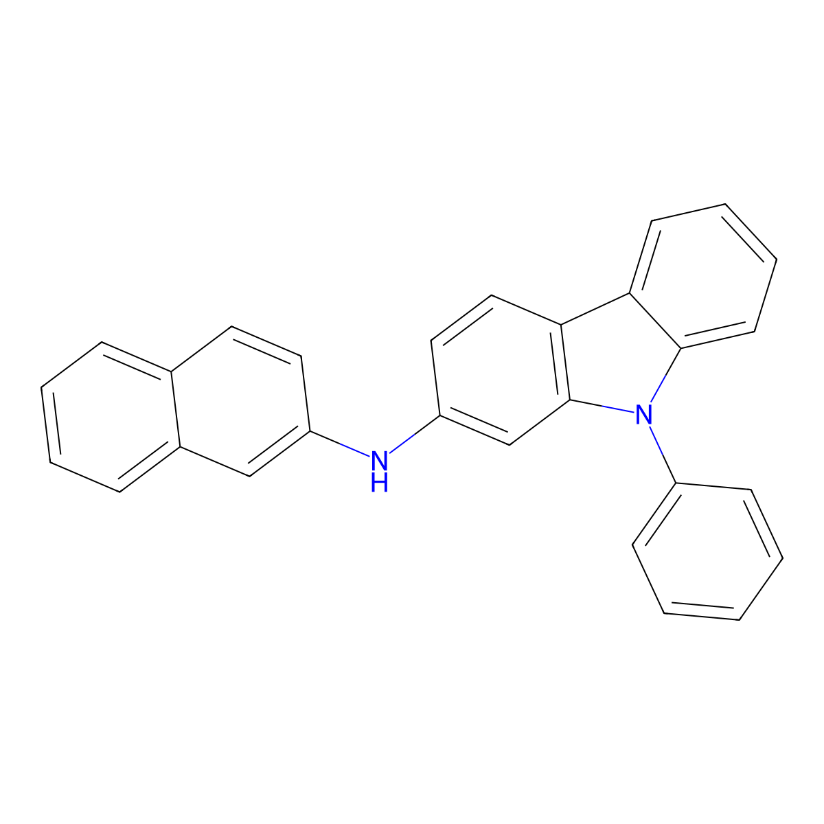 N-(Naphthalen-2-yl)-9-phenyl-9H-carbazol-2-amine molecular structure, CAS 1427316-57-1