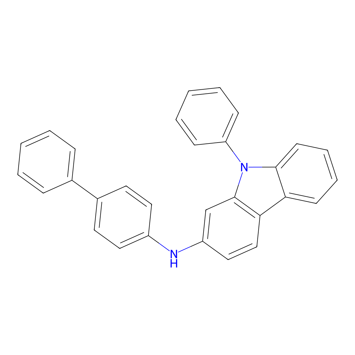 N-([1,1'-Biphenyl]-4-yl)-9-phenyl-9H-carbazol-2-amine molecular structure, CAS 1427316-58-2