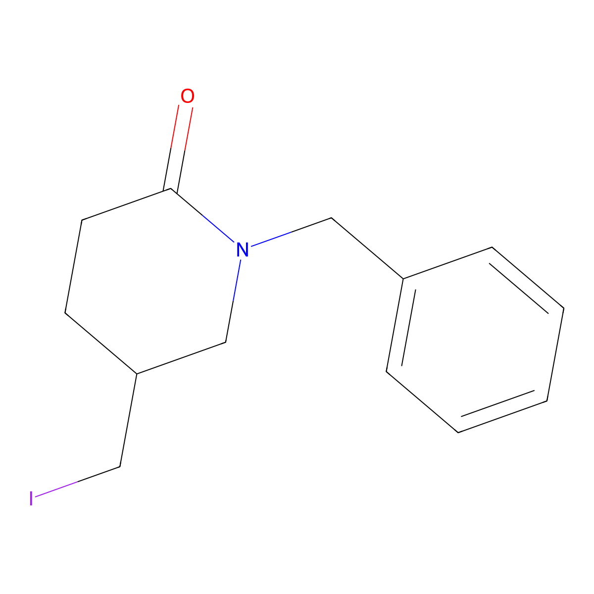 1-Benzyl-5-(iodomethyl)piperidin-2-one molecular structure, CAS 1427319-43-4