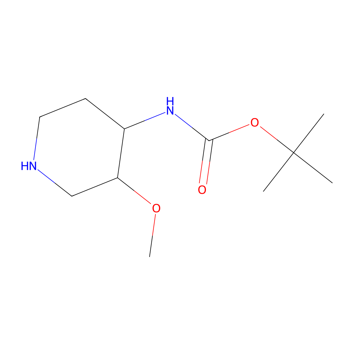 tert-Butyl (3-methoxypiperidin-4-yl)carbamate molecular structure, CAS 1427324-10-4