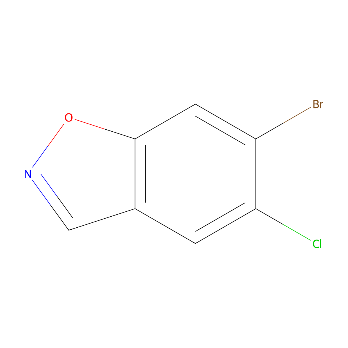 6-Bromo-5-chloro-1,2-benzoxazole molecular structure, CAS 1427326-38-2