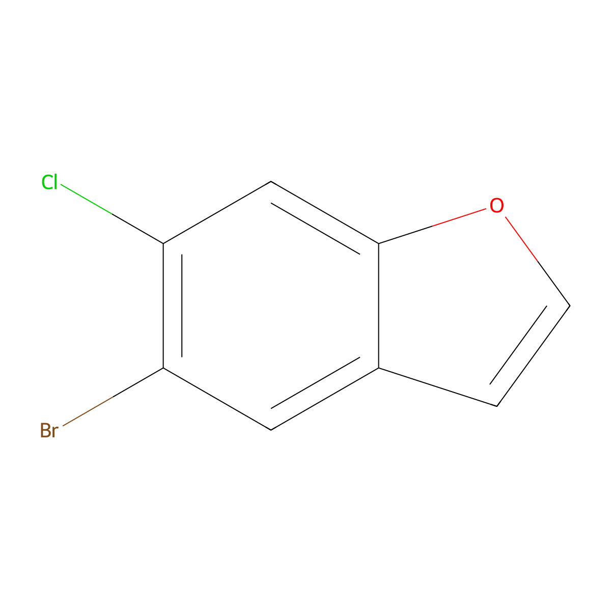 5-Bromo-6-chloro-1-benzofuran molecular structure, CAS 1427326-75-7