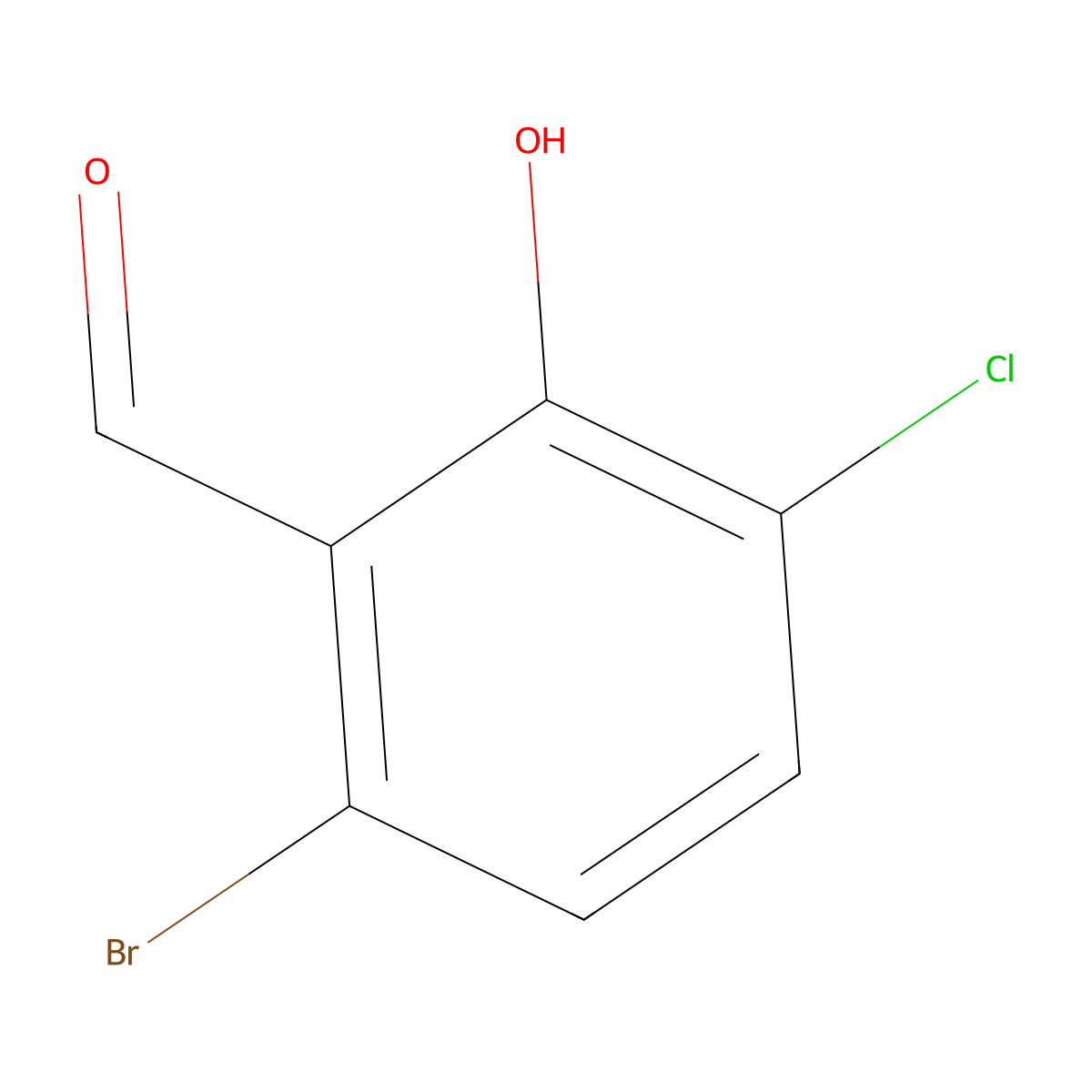 6-Bromo-3-chloro-2-hydroxybenzaldehyde molecular structure, CAS 1427327-37-4