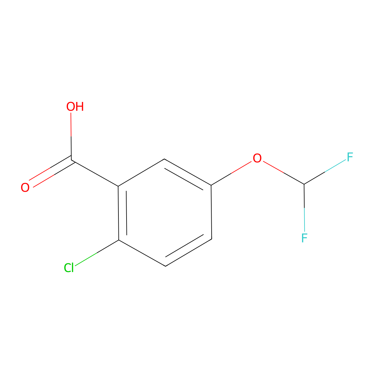 2-Chloro-5-(difluoromethoxy)benzoic acid molecular structure, CAS 1427327-47-6