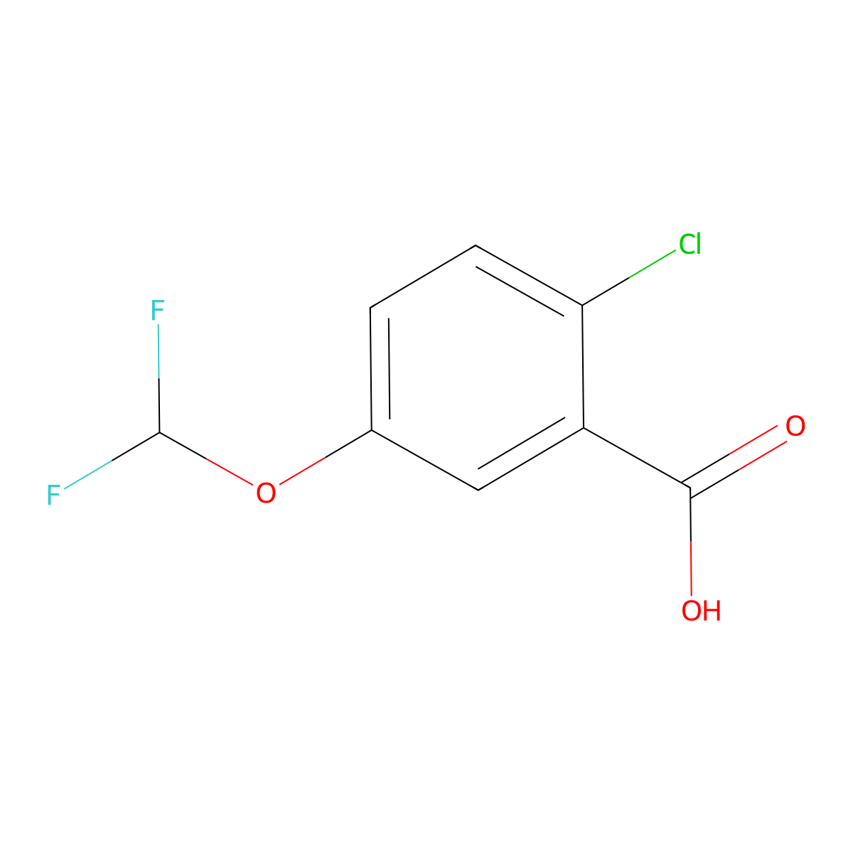 2-Chloro-5-(difluoromethoxy)benzoic acid molecular structure, CAS 1427327-47-6