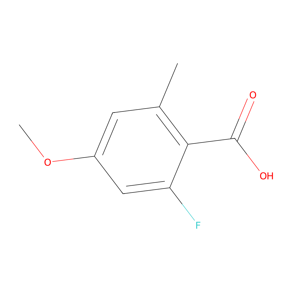 2-Fluoro-4-methoxy-6-methylbenzoic acid molecular structure, CAS 1427327-75-0