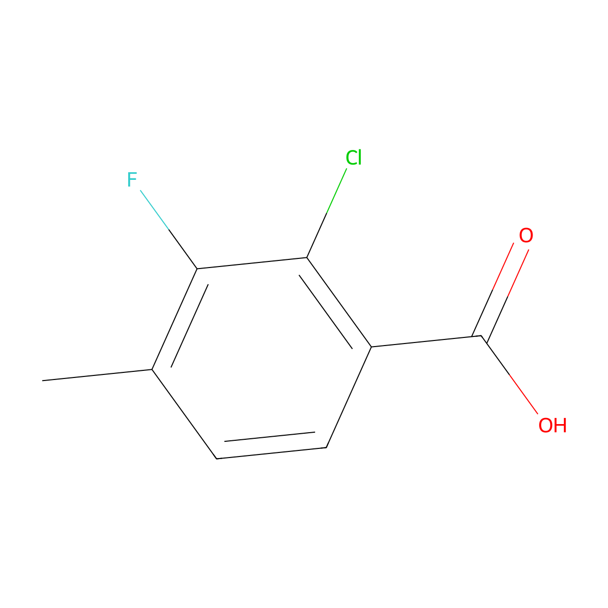 2-Chloro-3-fluoro-4-methylbenzoic acid molecular structure, CAS 1427327-87-4
