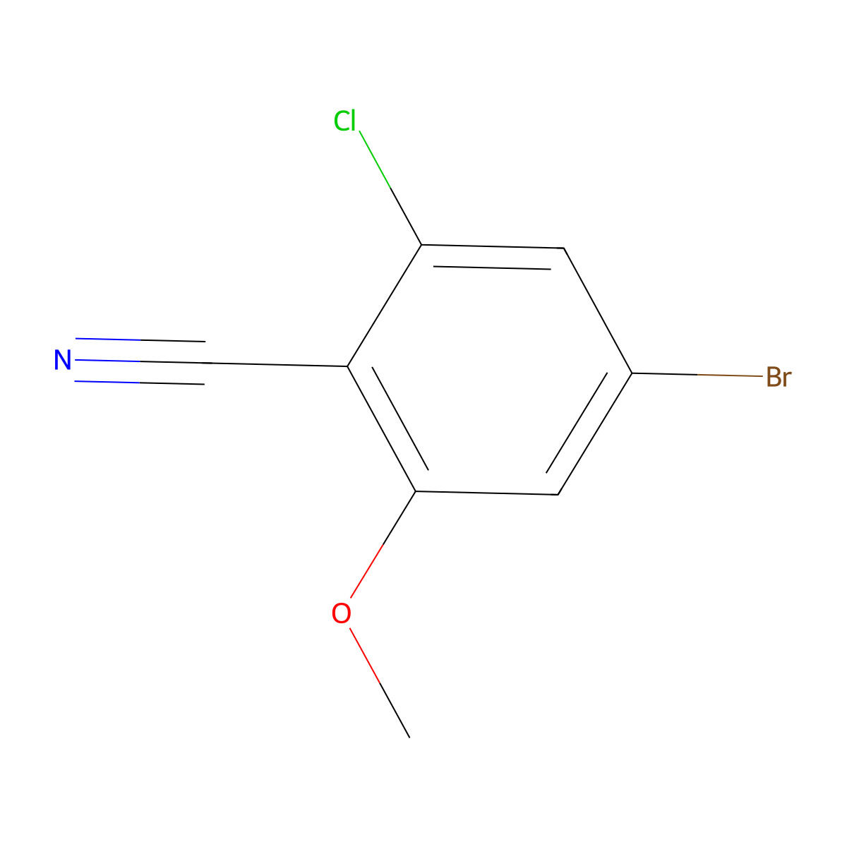4-Bromo-2-chloro-6-methoxybenzonitrile molecular structure, CAS 1427329-11-0