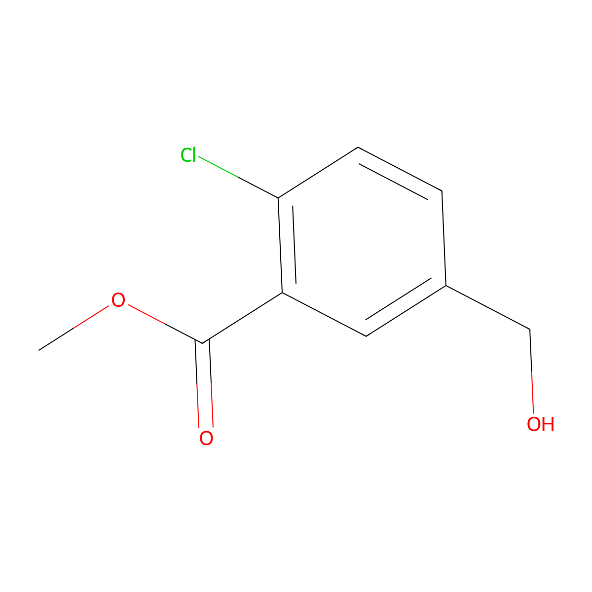 Methyl 2-chloro-5-(hydroxymethyl)benzoate molecular structure, CAS 1427329-39-2