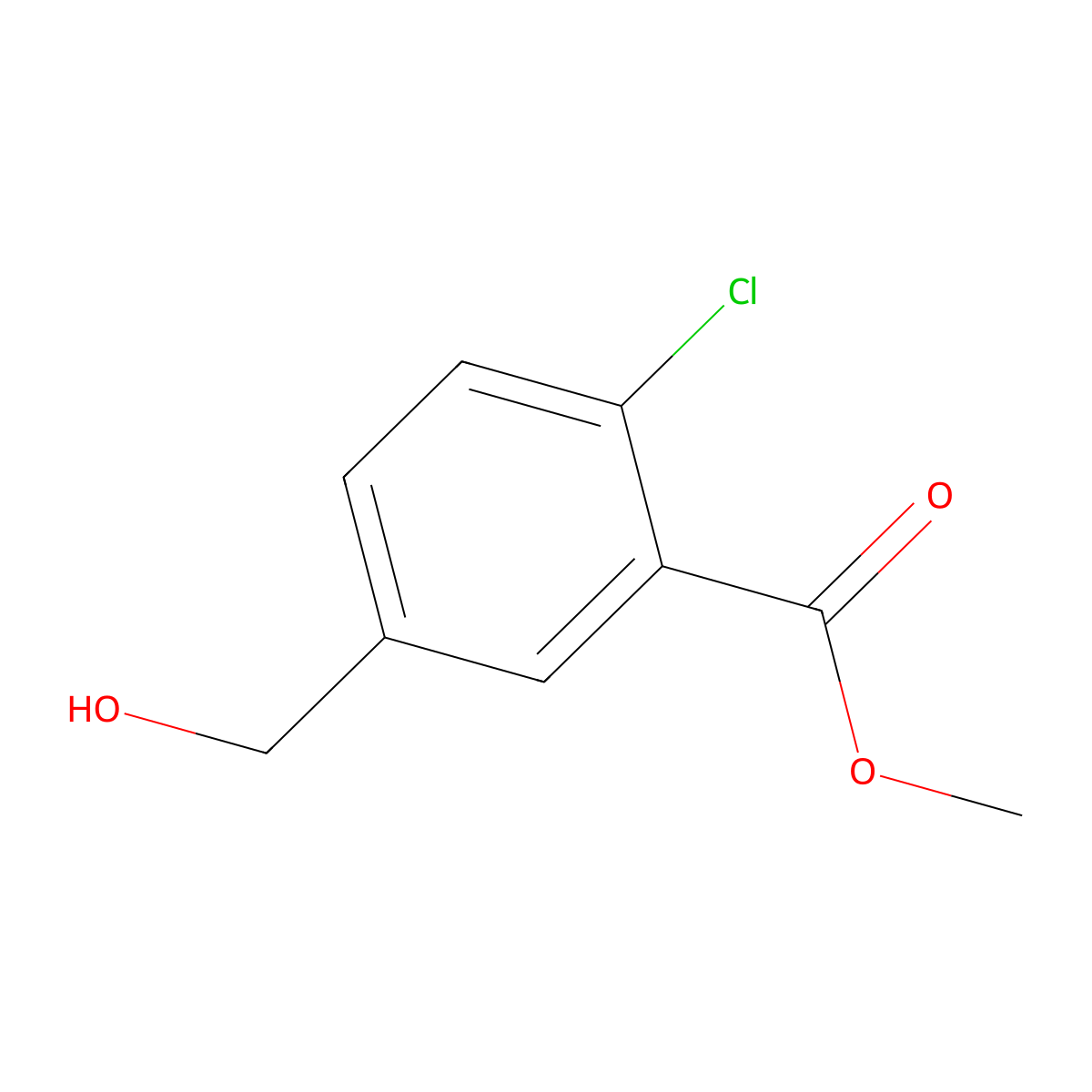 Methyl 2-chloro-5-(hydroxymethyl)benzoate molecular structure, CAS 1427329-39-2